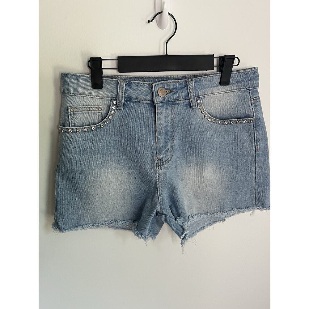 GOGO jeans USA 9/29 GOGO-850-R Shorts Light Wash Bedazzled Cut Off‎ Distressed